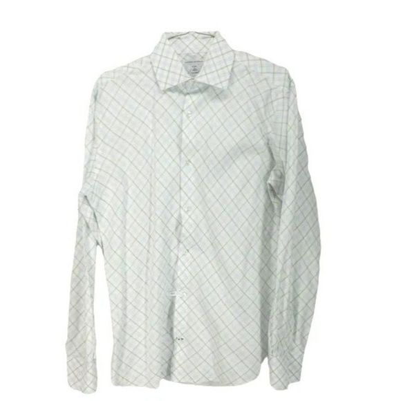 Banana Republic Men's White Plaid Lattice Design Dress Business Shirt Size Large - Picture 1 of 8